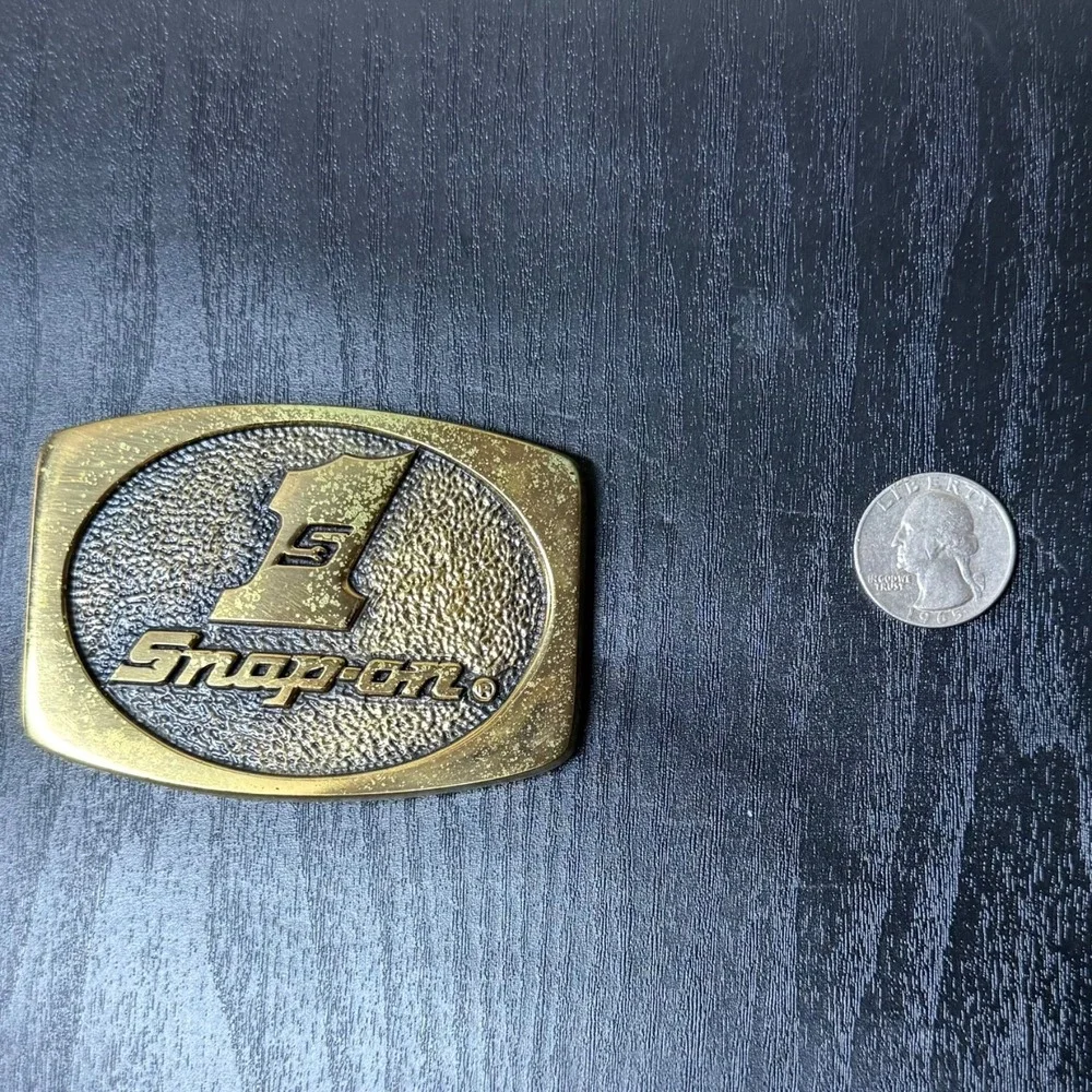 Vintage Solid Brass Snap-On Tools Belt Buckle‎ BTS SPP-557 Made in USA